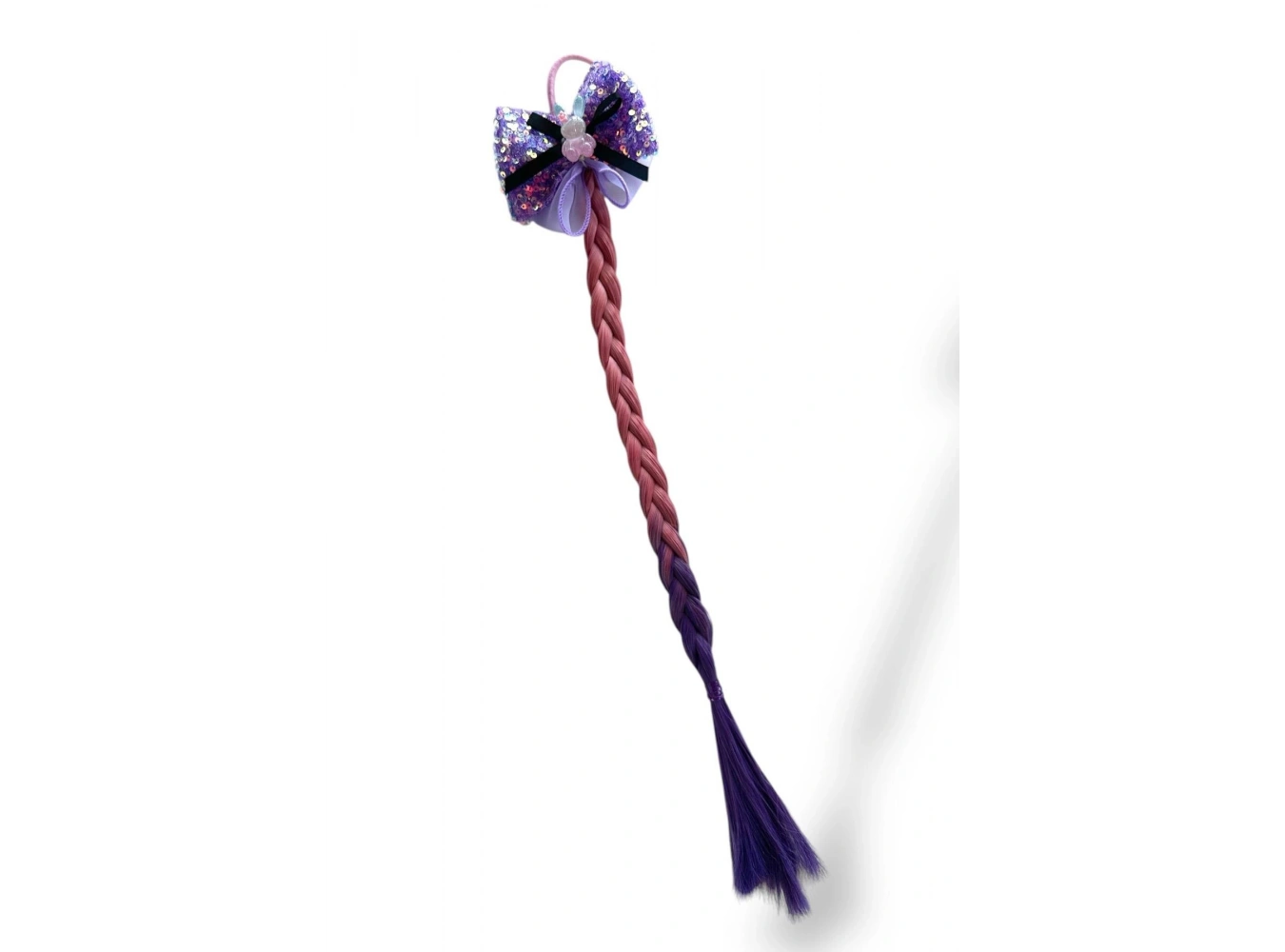 Pembe Renk Tavşan Figürlü Saç Detaylı Lastik Toka