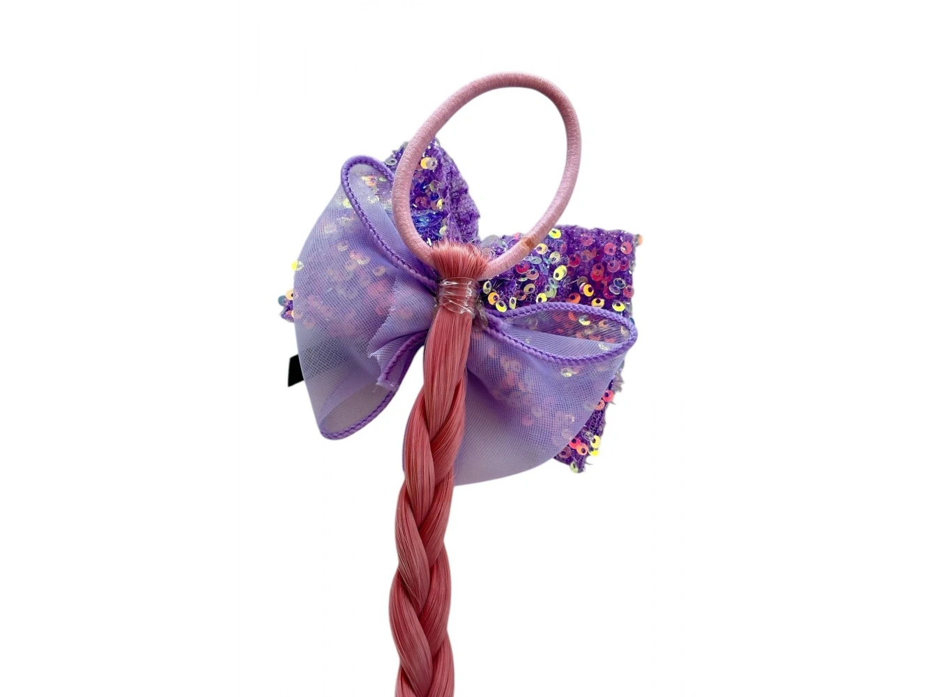 Pembe Renk Tavşan Figürlü Saç Detaylı Lastik Toka