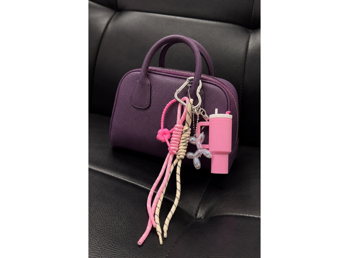 Pembe Renk Termos Detaylı Çanta Charm/ Anahtarlık