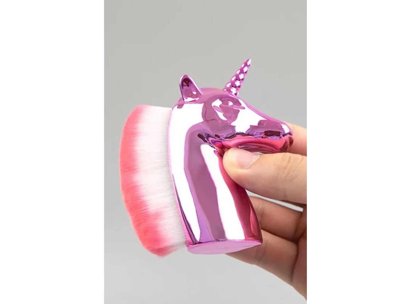 Pembe Renk Unicorn Figürlü Allık/Makyaj Fırçası