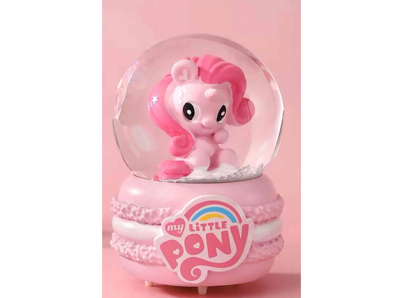 Pembe Renk Unicorn Figürlü Küçük Boy Işıklı Kar Küresi