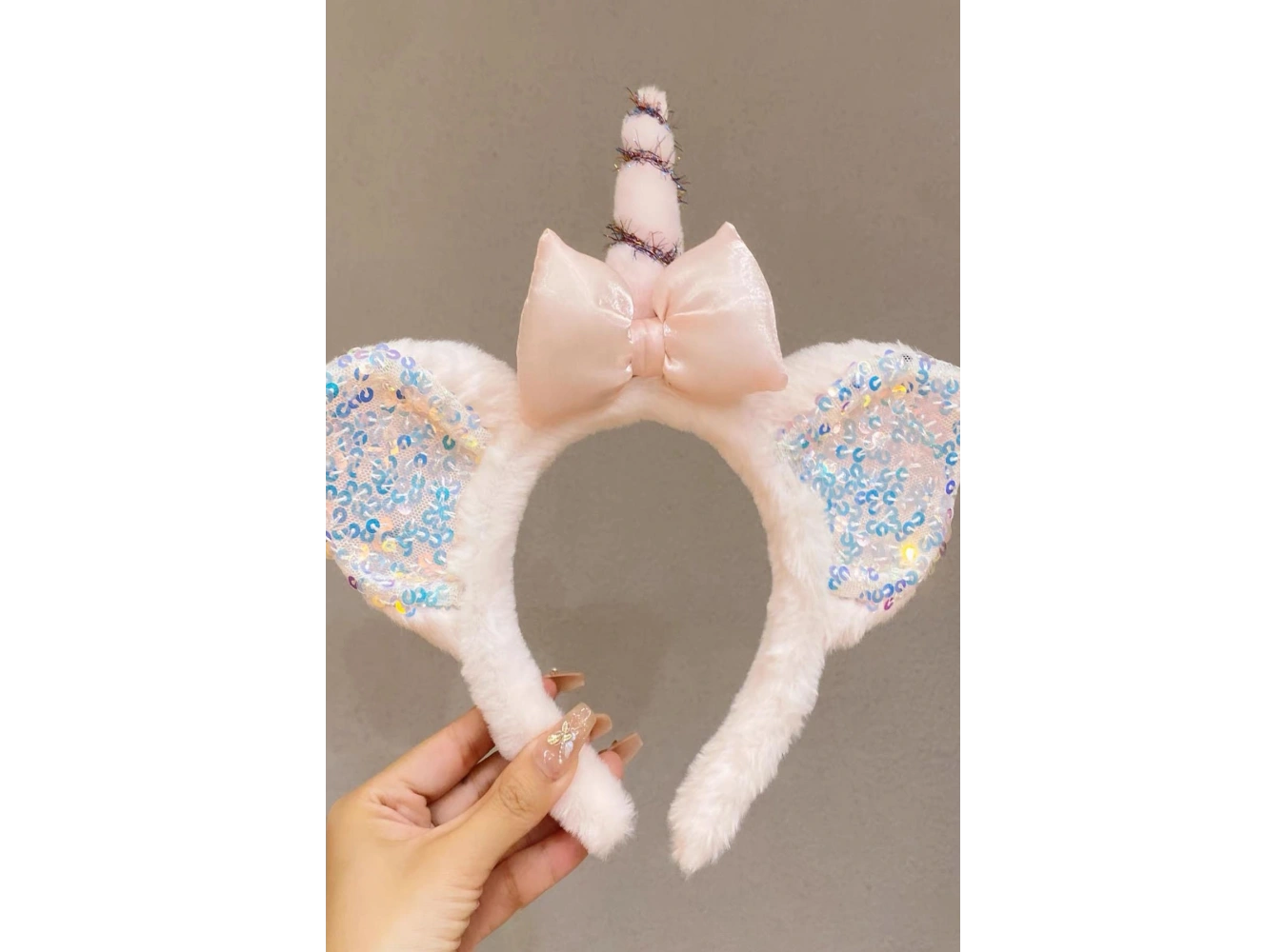 Pembe Renk Unicorn Figürlü Peluş Taç