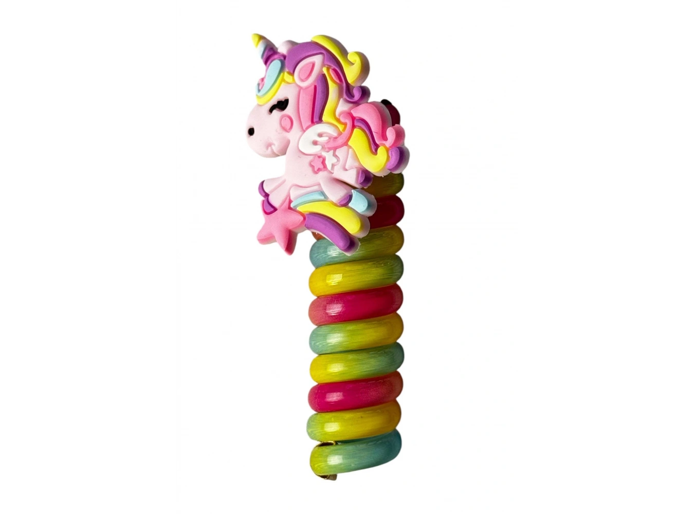 Pembe Renk Unicorn Figürlü Yaylı Spiral Toka