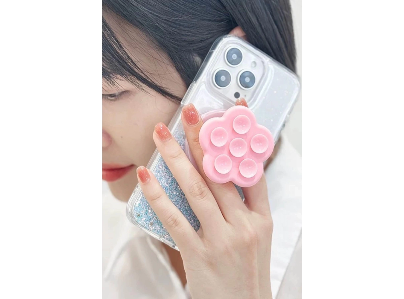 Pembe Renk Vantuzlu Beşgen Telefon Tutucu