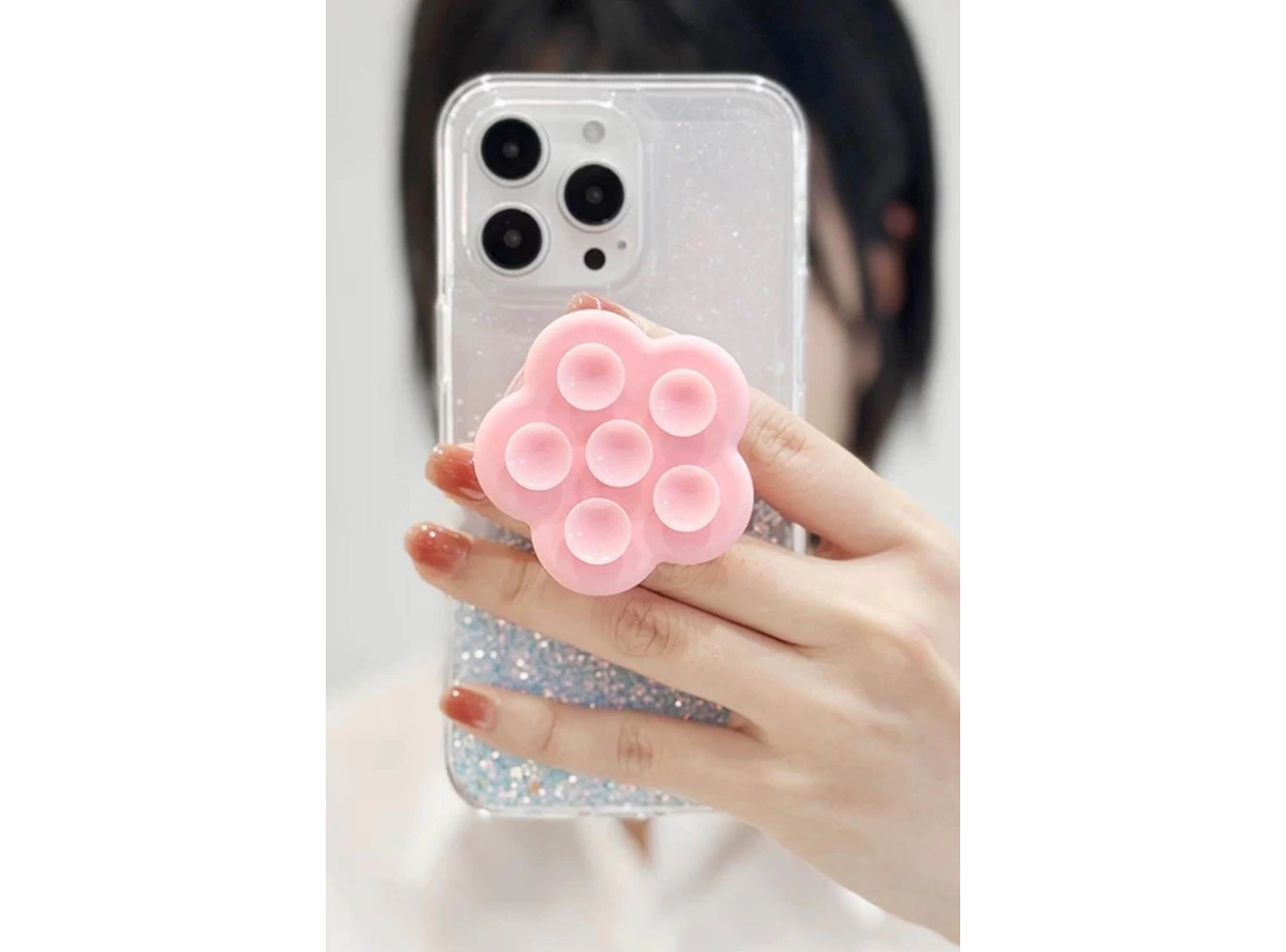 Pembe Renk Vantuzlu Beşgen Telefon Tutucu