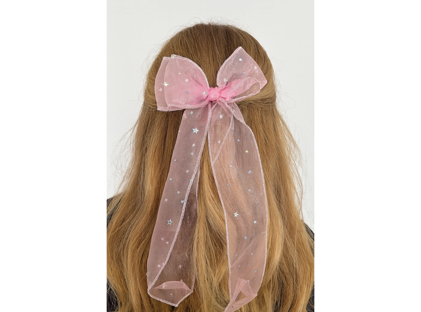 Pembe Renk Yıldız Detaylı Kurdele Otomat Toka