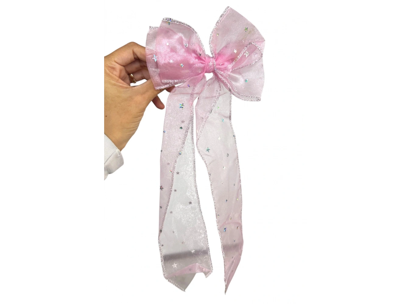 Pembe Renk Yıldız Detaylı Kurdele Otomat Toka