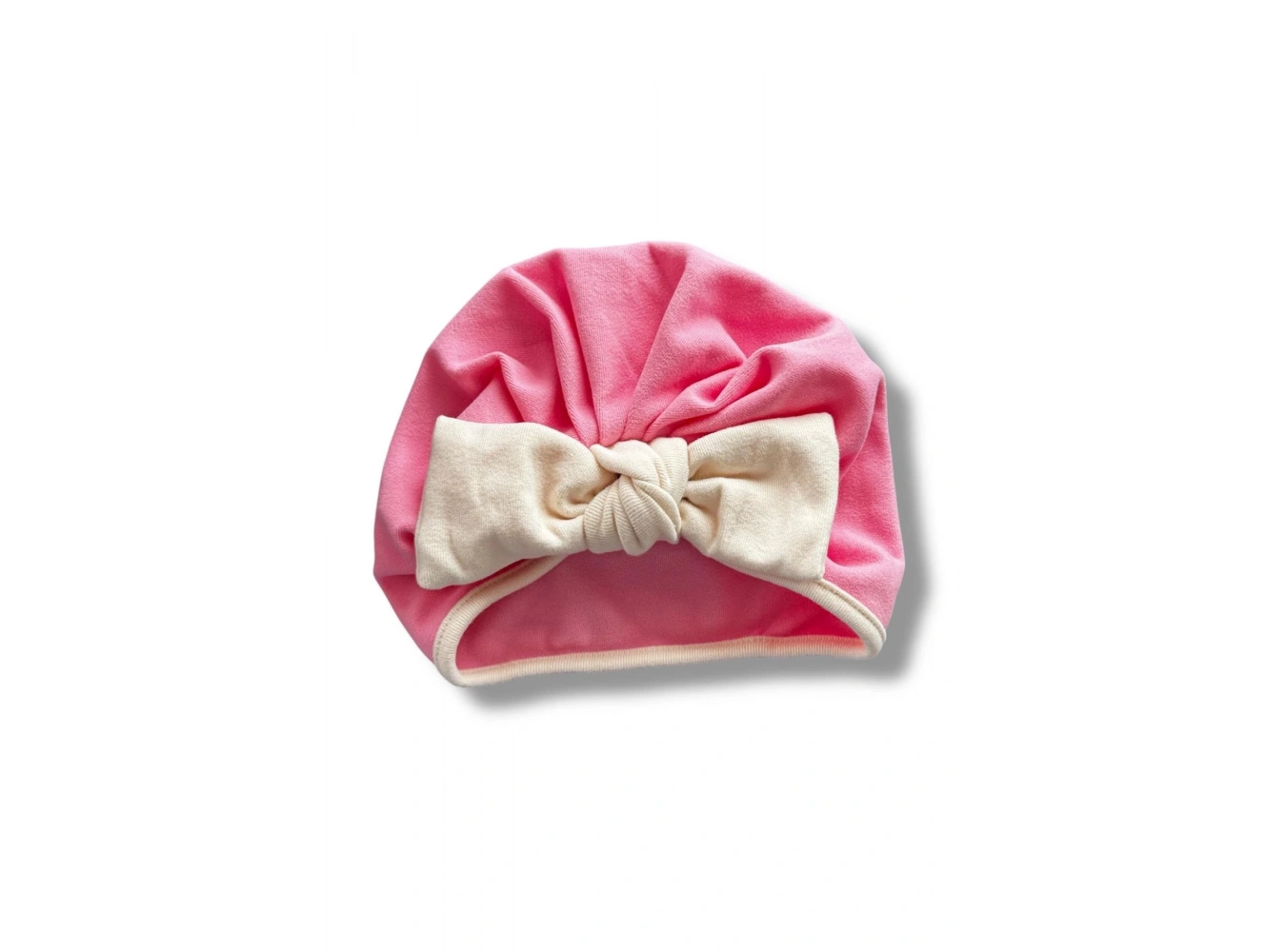 Pembe Ve Krem Renk Kurdele Figürlü Bebek Saç Bonesi