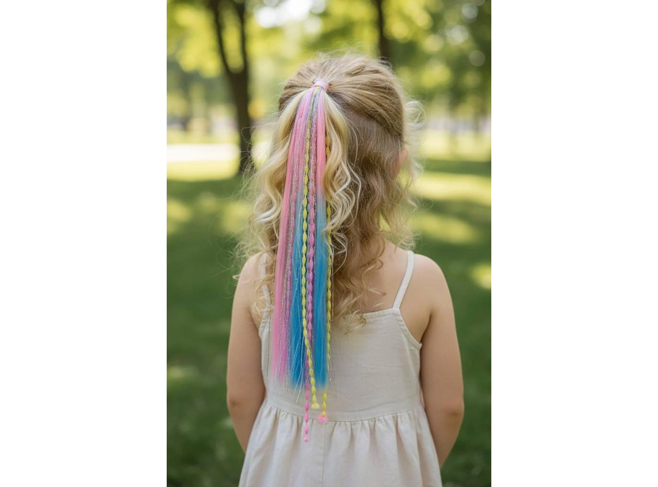 Pembe Ve Mavi Renk Saç Detaylı Lastik Toka