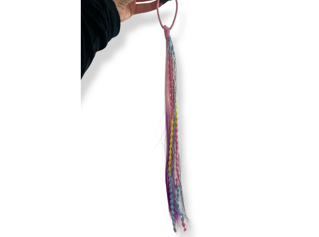 Pembe Ve Mor Renk Saç Detaylı Lastik Toka