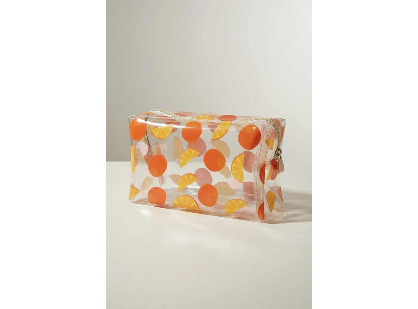 Portakal Figürlü Şeffaf Makyaj Çantası