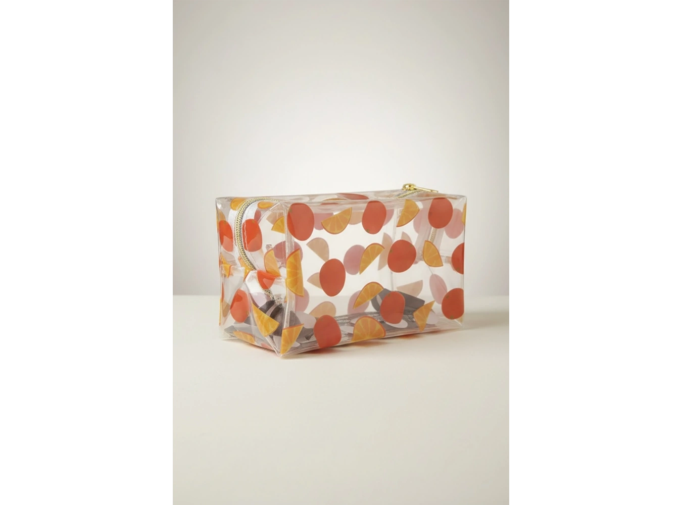 Portakal Figürlü Şeffaf Makyaj Çantası