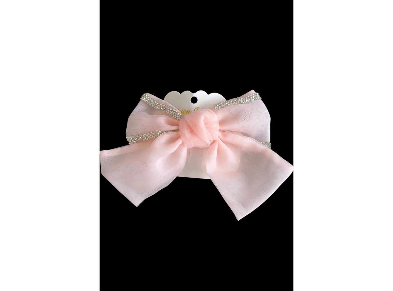 Pudra Pembe Renk Taşlı Kurdele Otomat Toka