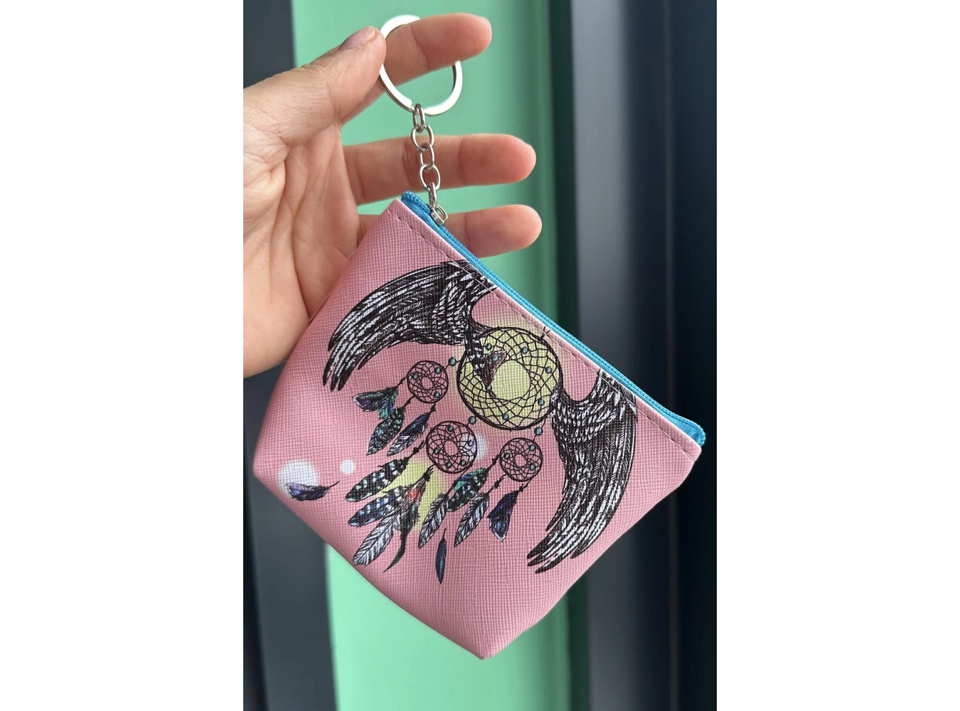 Pudra Renk Düş Kapanı Figürlü Anahtarlık /Cüzdan