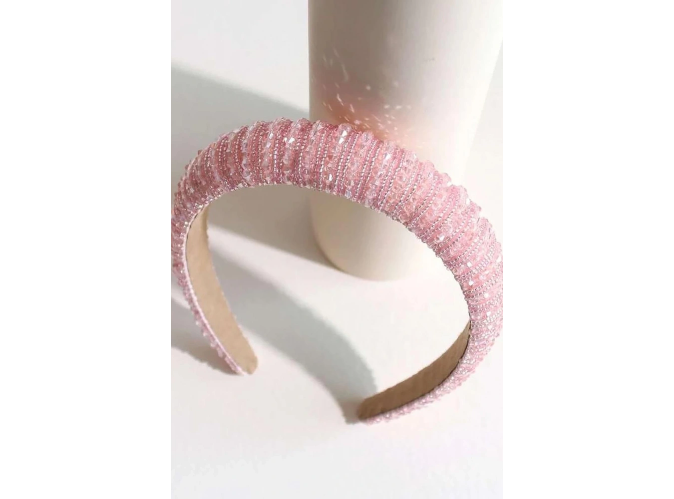 Pudra Renk Taş Detaylı Kristal Taç