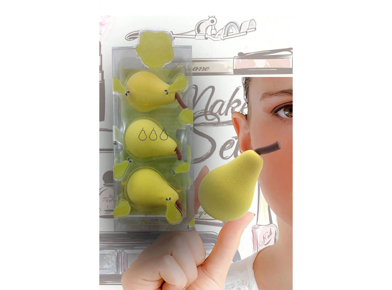 Pürüzsüz Dokulu 3lü Makyaj Süngeri Seti