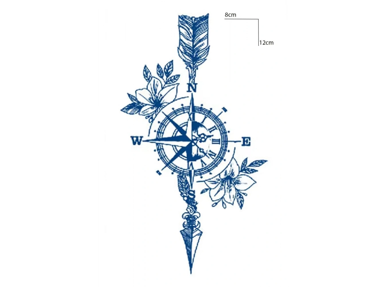 Pusula Figürlü 12 Saat Sonra Kararan Geçici Dövme Tattoo