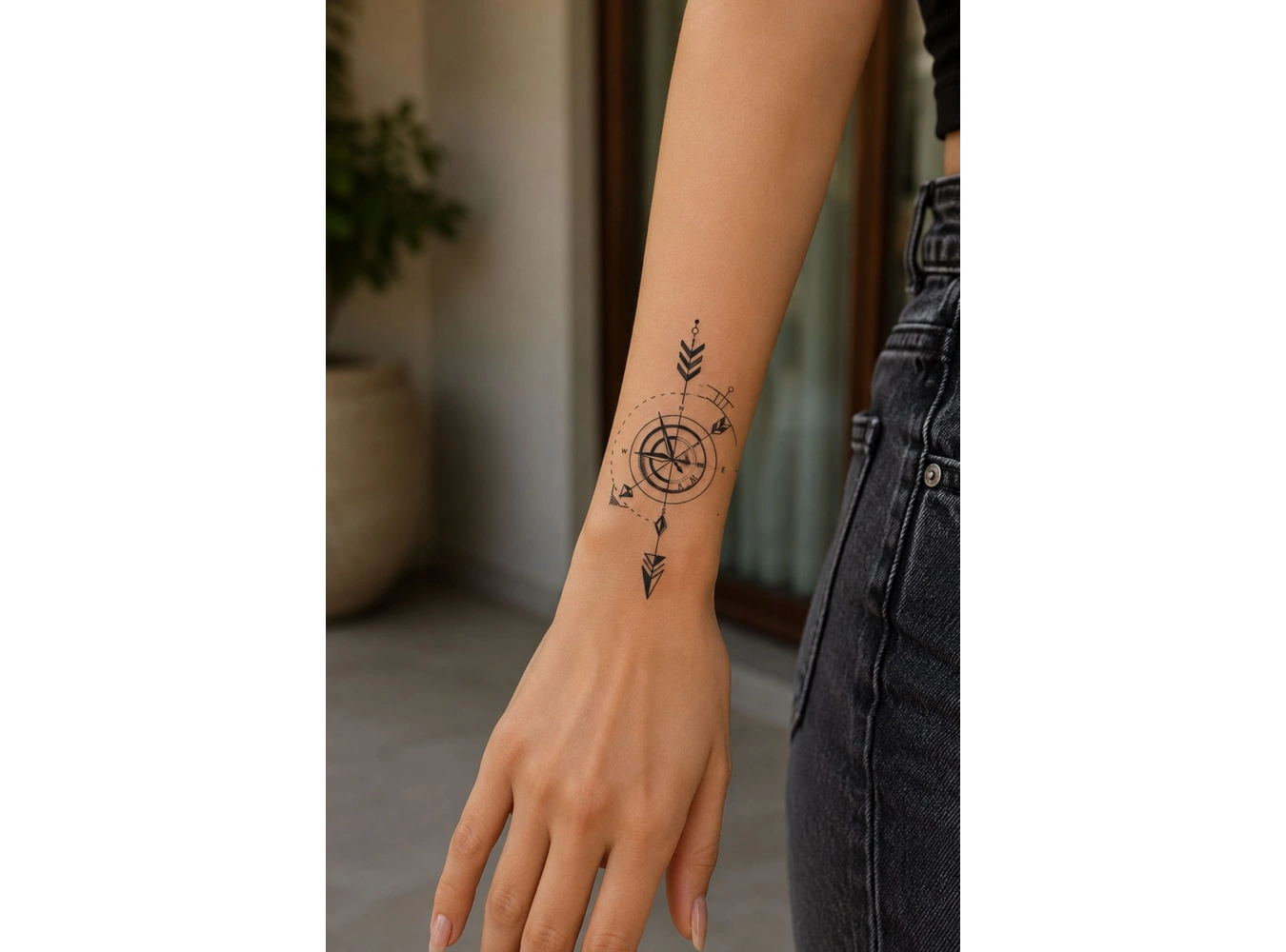Pusula Ve Ok Mini Geçici Dövme Tattoo