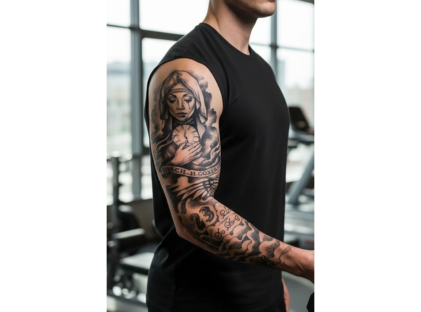 Rahibe Figürlü 12 Saat Sonra Kararan Geçici Kol Dövme Tattoo