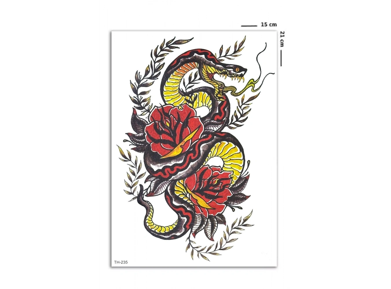 Renkli Güllü Yılan Geçici Dövme Tattoo