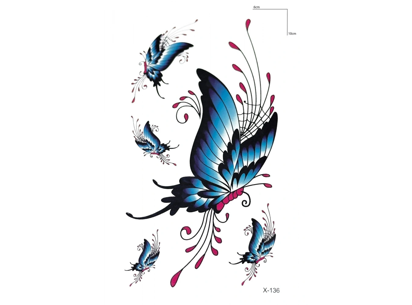 Renkli Kelebek Mini Geçici Dövme Tattoo