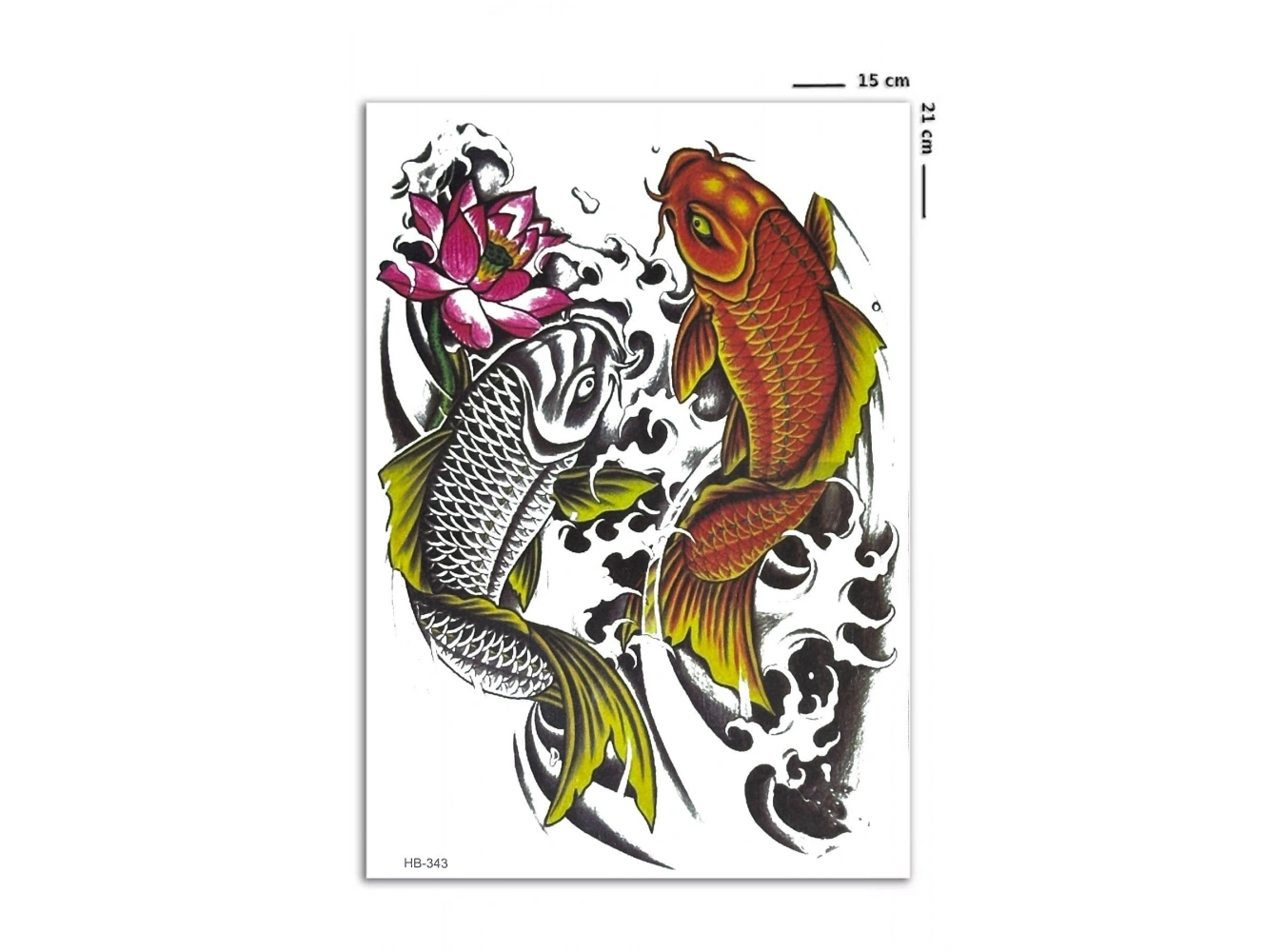 Renkli Koi Balığı Geçici Dövme Tattoo