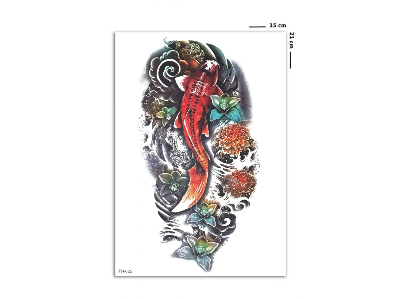Renkli Koi Balığı Geçici Dövme Tattoo