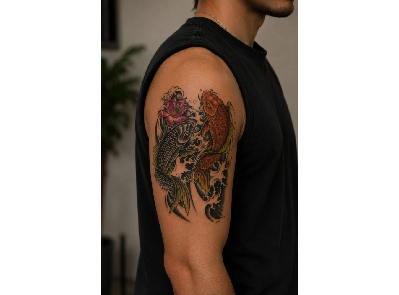 Renkli Koi Balığı Geçici Dövme Tattoo