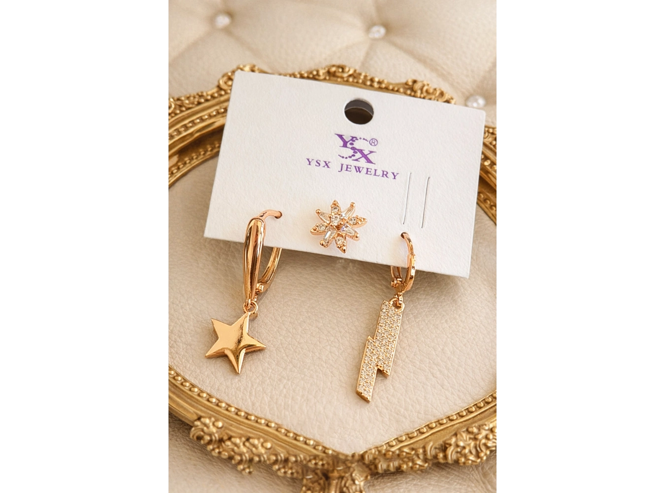 Rose Gold Renk 3lü Ysx Küpe Set