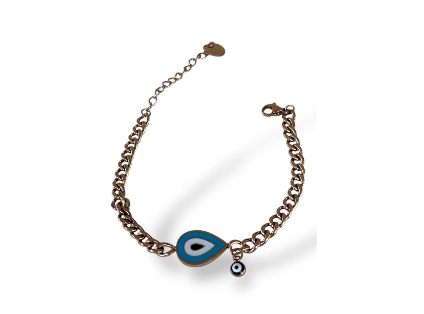 Rose Renk Nazar Boncuğu Figürlü Çelik Bileklik