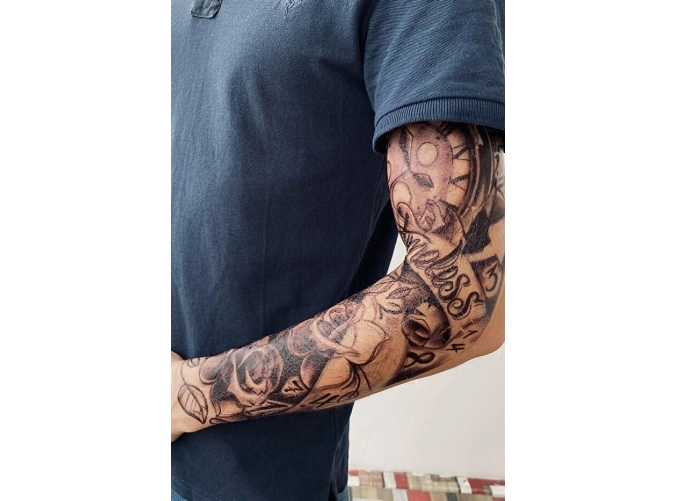 Saat Gül Kol Dövme Geçici Tattoo