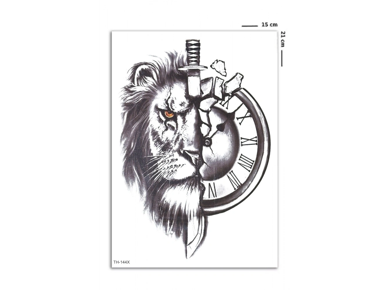 Saat ve Aslan Geçici Dövme Tattoo