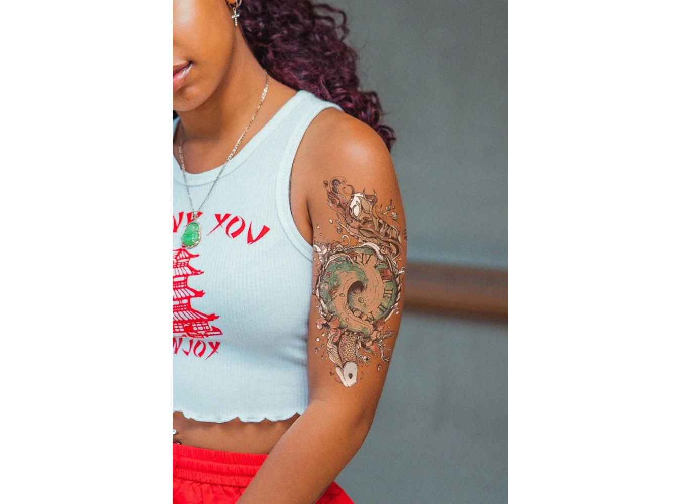 Saat ve Balık Geçici Dövme Tattoo