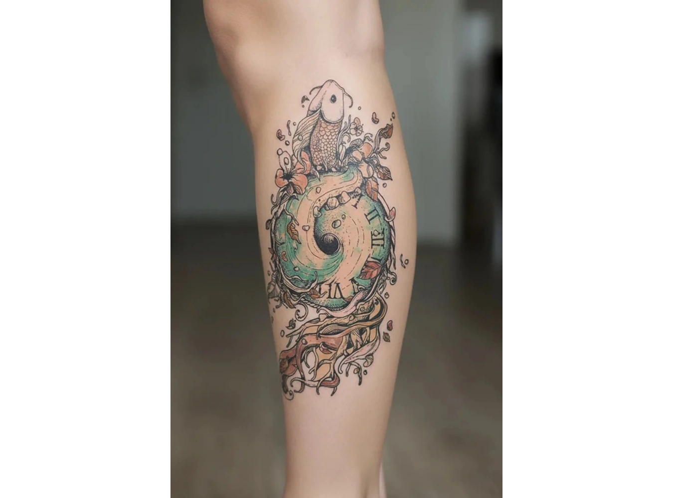 Saat ve Balık Geçici Dövme Tattoo