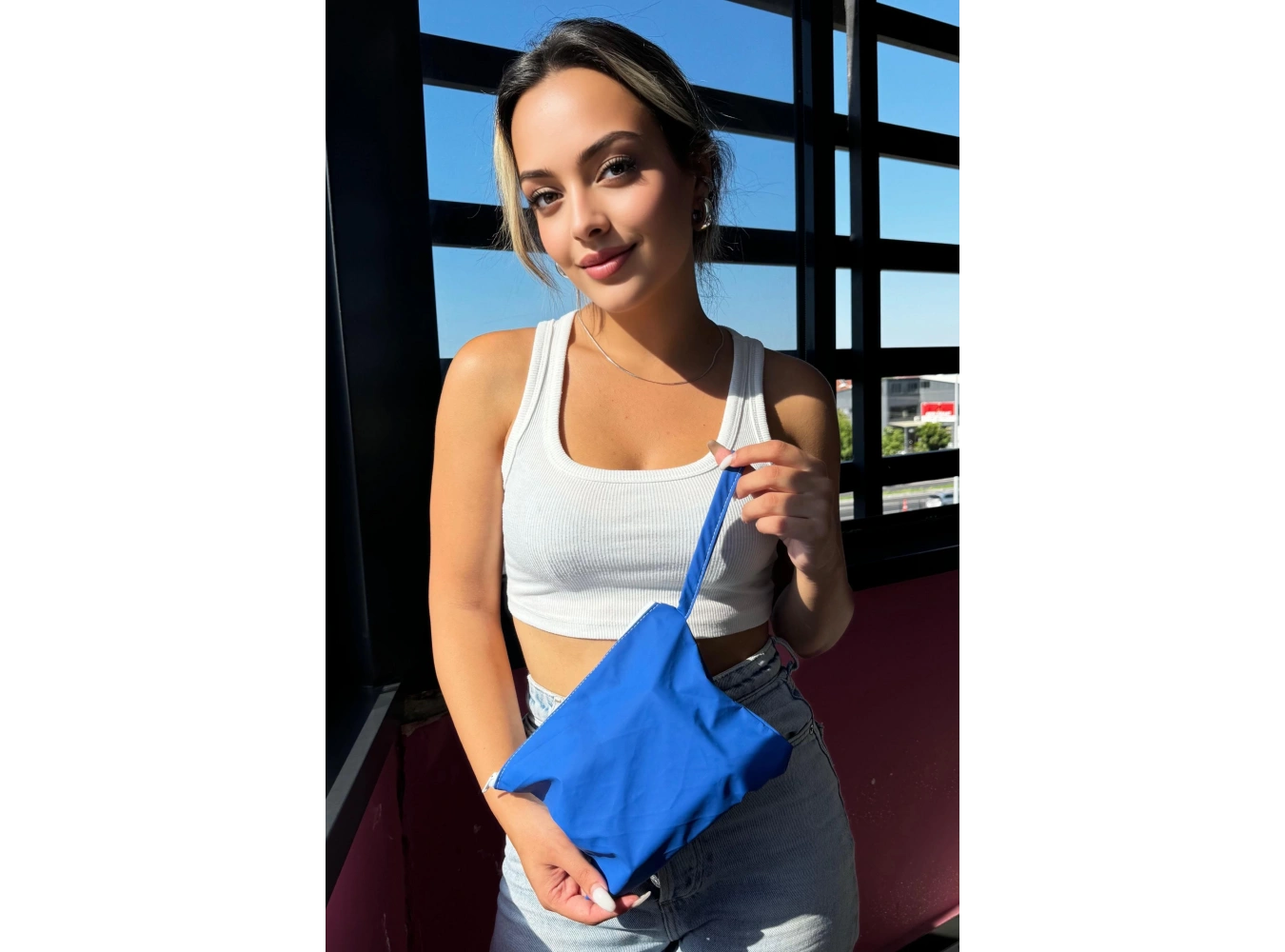 Saks Mavisi Renk Cüzdan/El Çantası (Orta Boy)