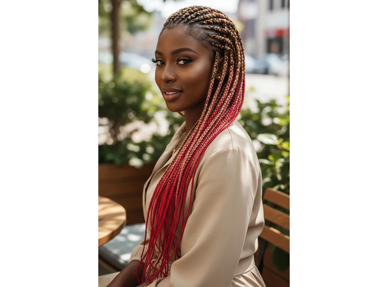 Sarı Pembe İki Renk Ombreli Afrika Zenci Örgüsü Box Braid Sentetik Saç 60cm 100gr