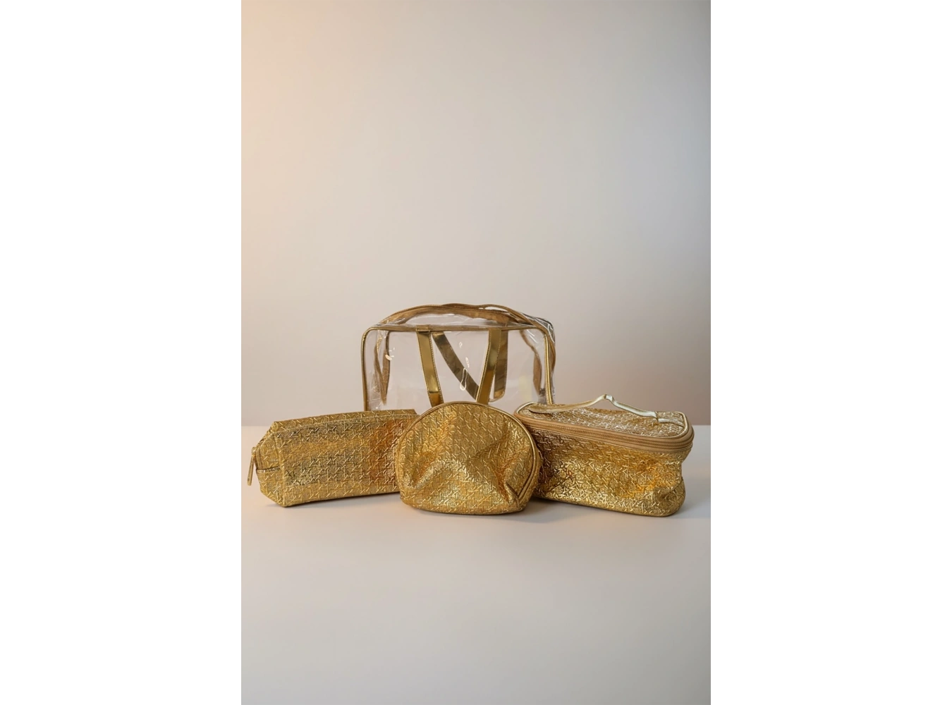 Sarı Renk 4lü Makyaj Çantası