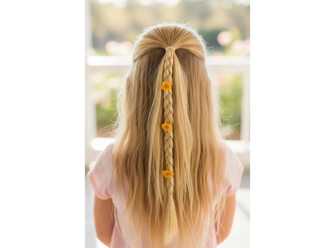 Sarı Renk Çiçek Figürlü Saç Detaylı Lastik Toka