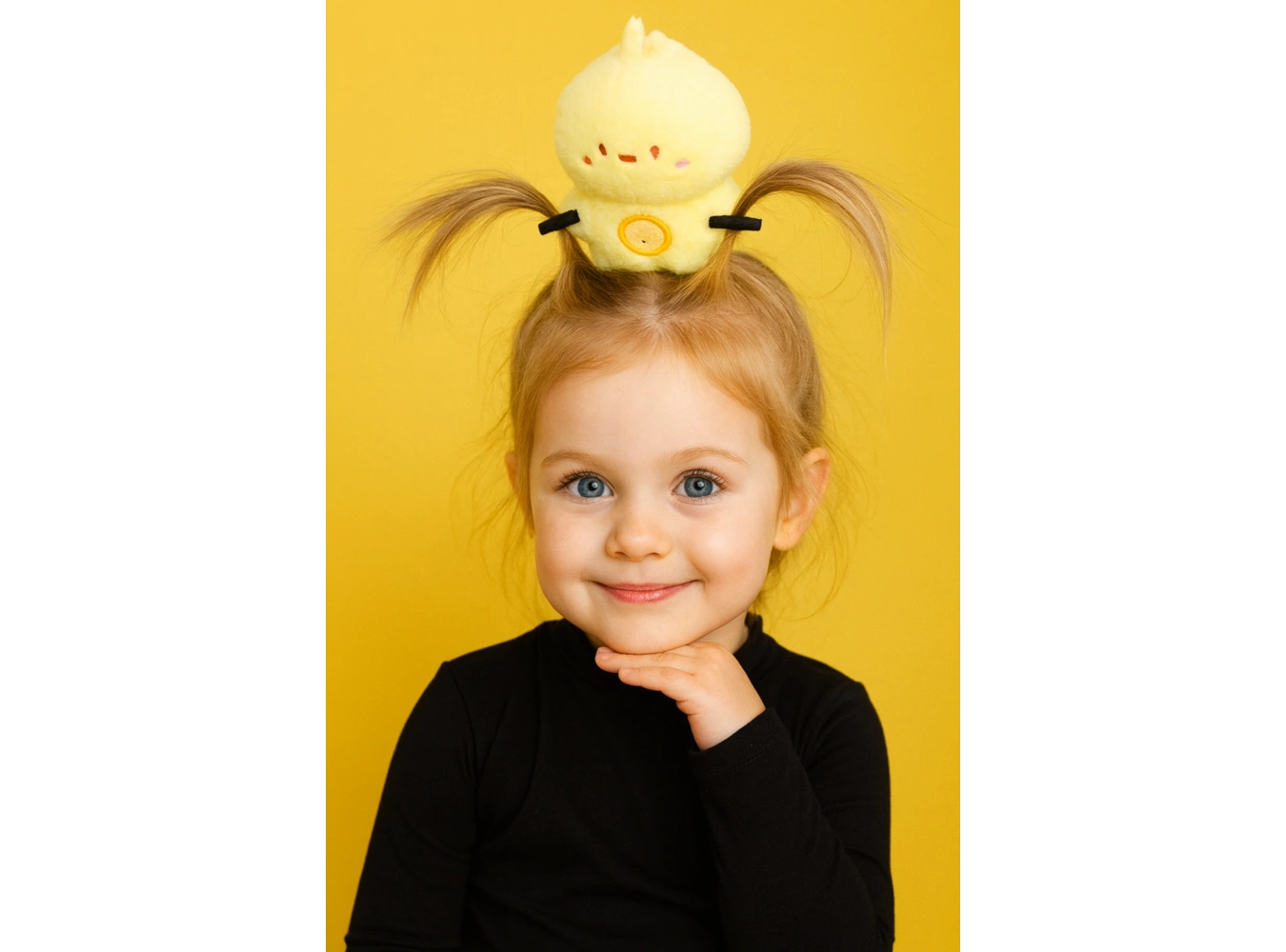 Sarı Renk Civciv Figürlü Perçem Tokası Detaylı Taç