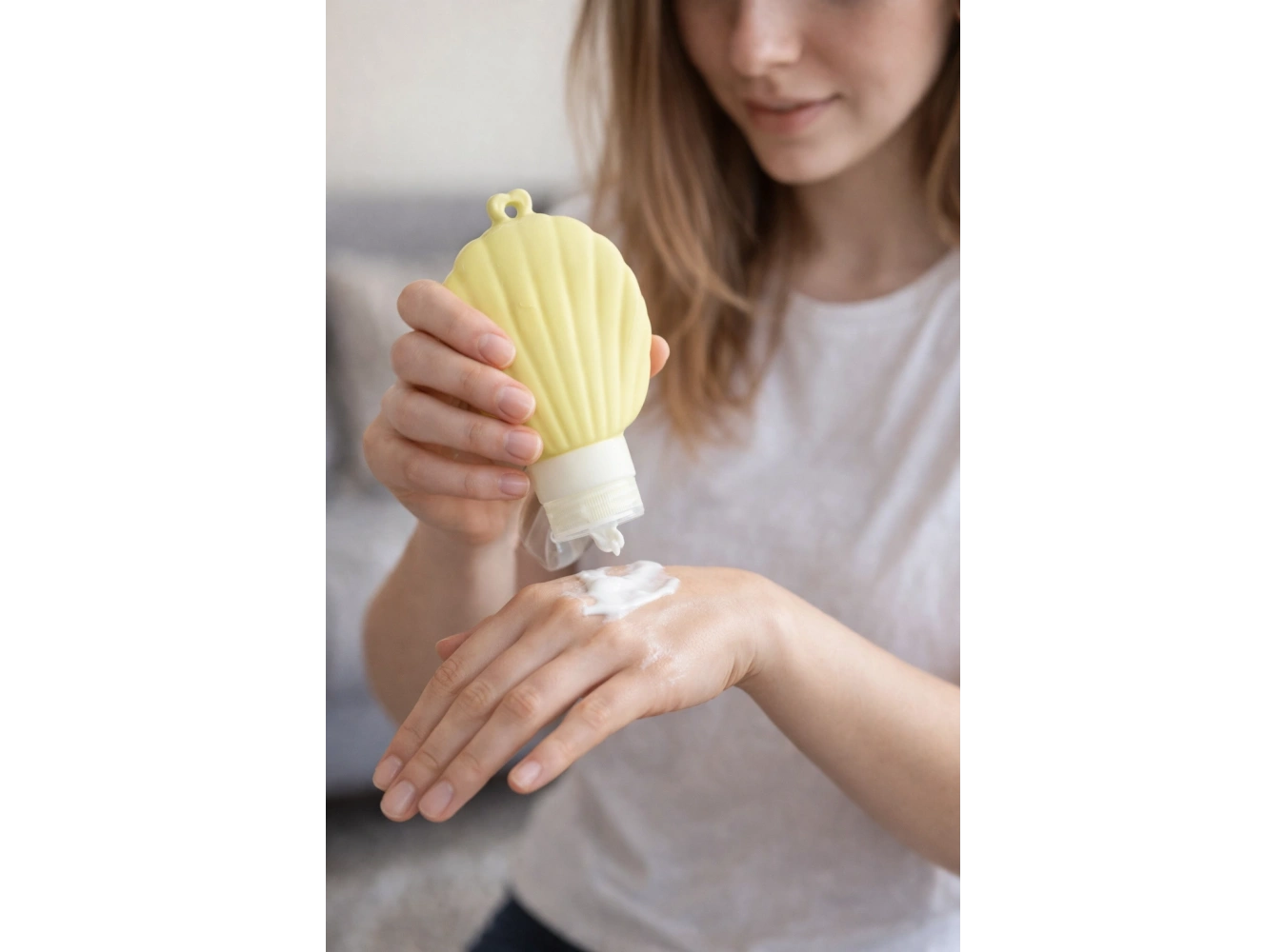 Sarı Renk Deniz Kabuğu Figürlü Doldurulabilir Krem Kutusu