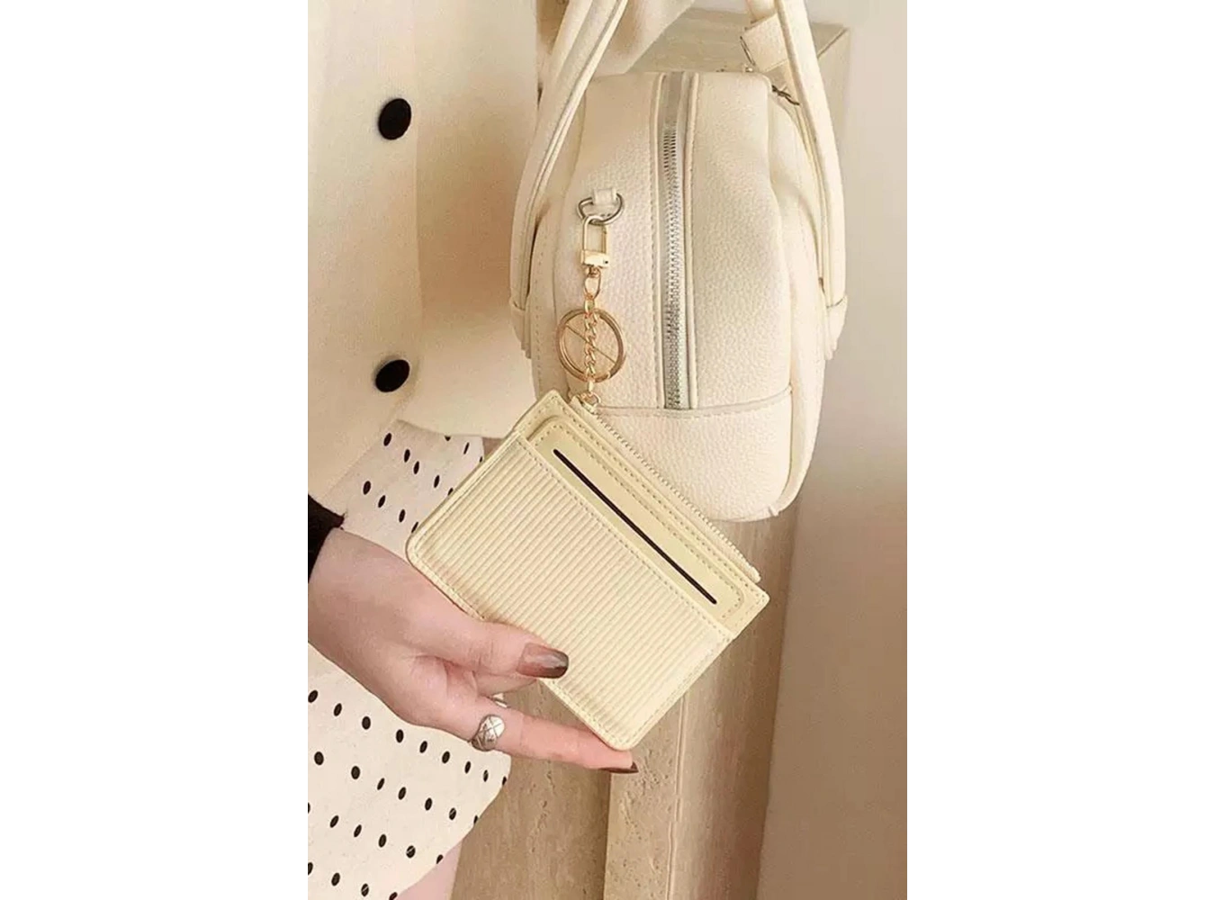 Sarı Renk Deri Kadın Cüzdan/Kartlık