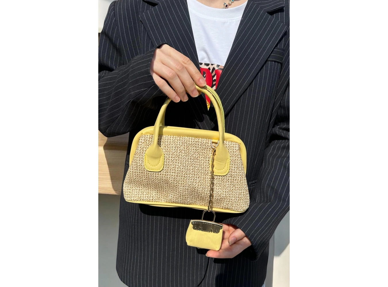 Sarı Renk Hasır Kadın Çanta