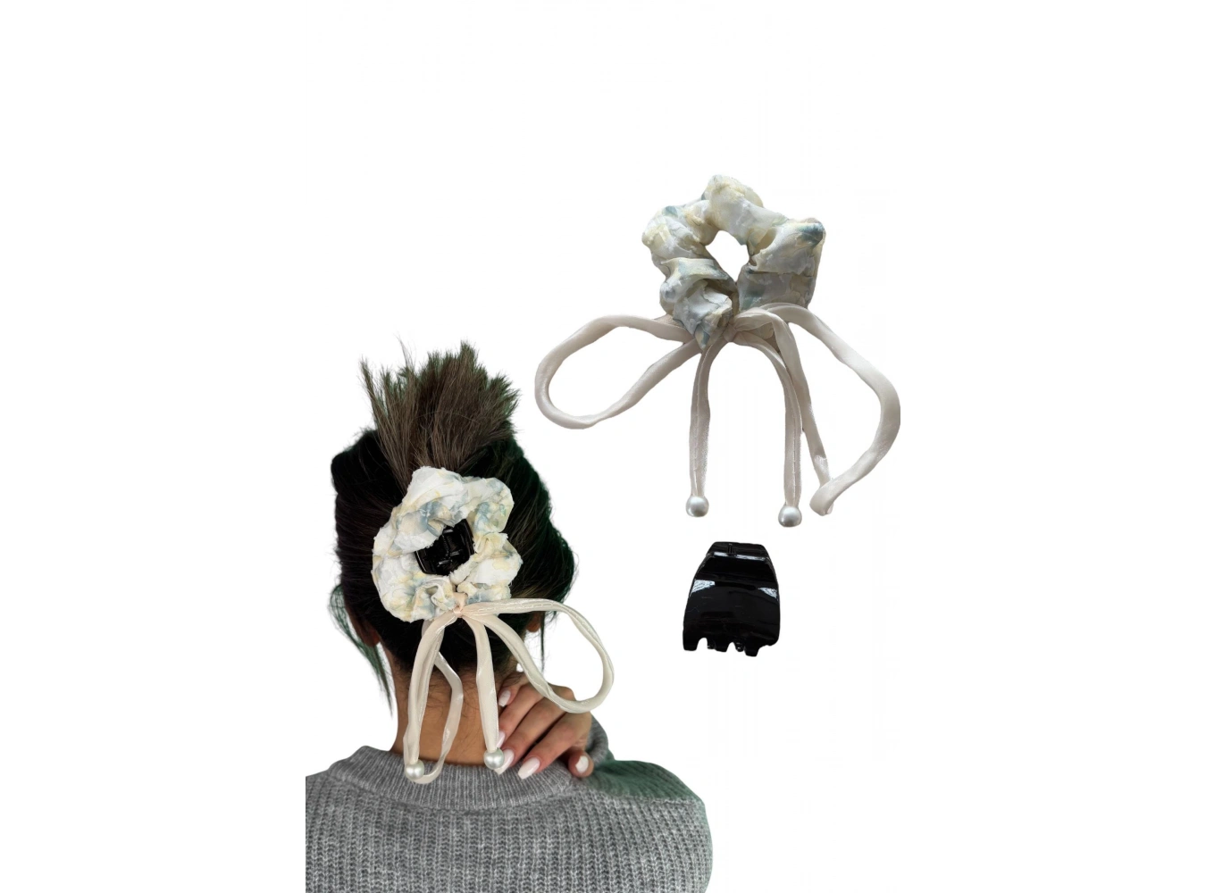 Sarı Renk İnci Detaylı Mandal/Simit Toka