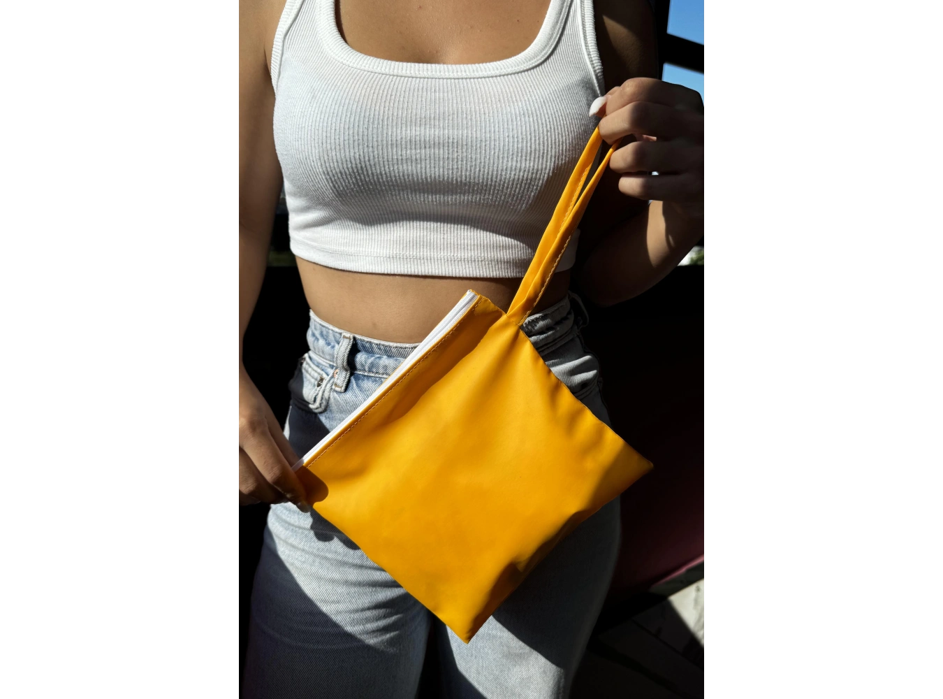 Sarı Renk Kadın Cüzdan/El Çantası (Büyük Boy)