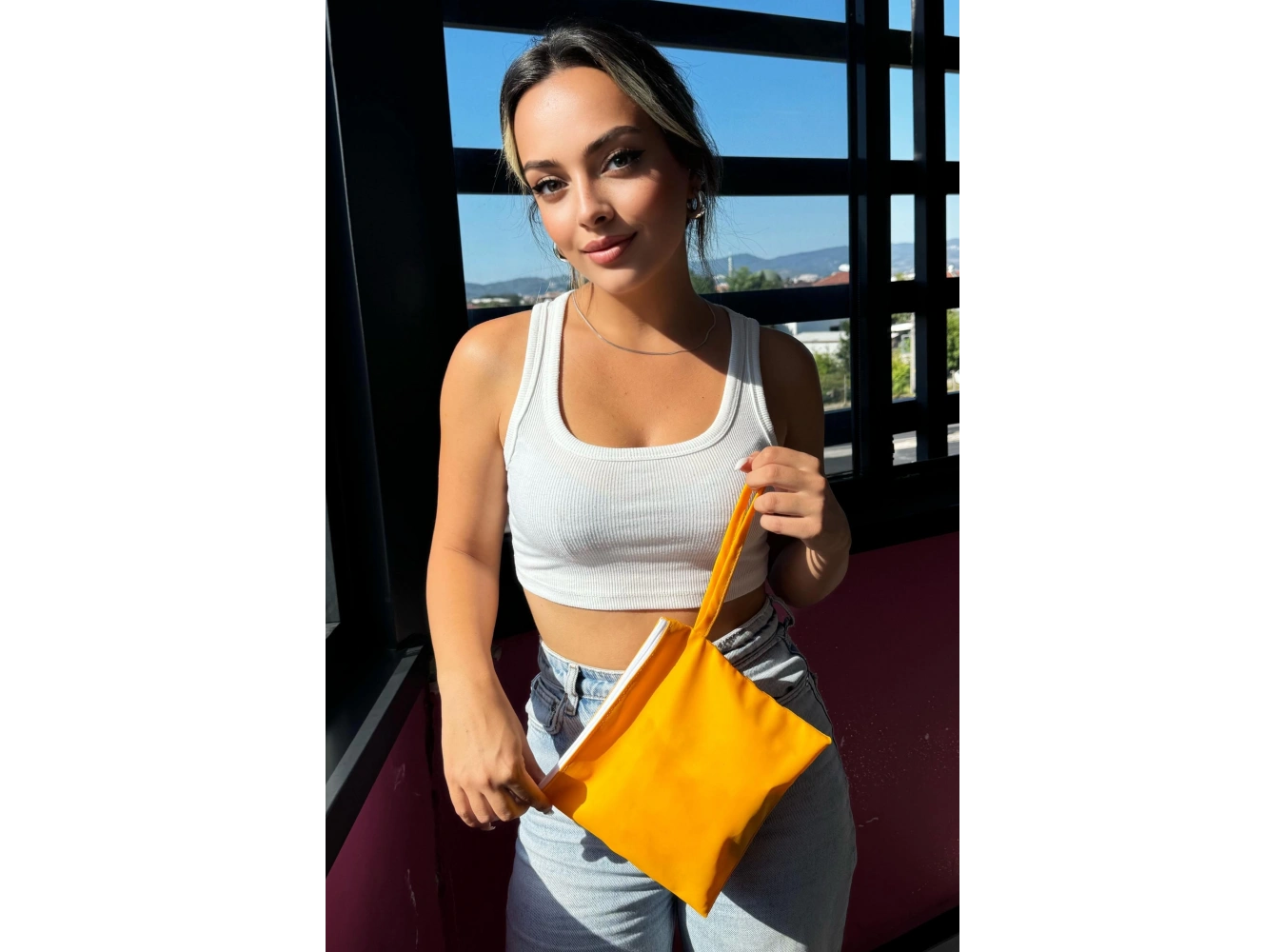 Sarı Renk Kadın Cüzdan/El Çantası (Büyük Boy)