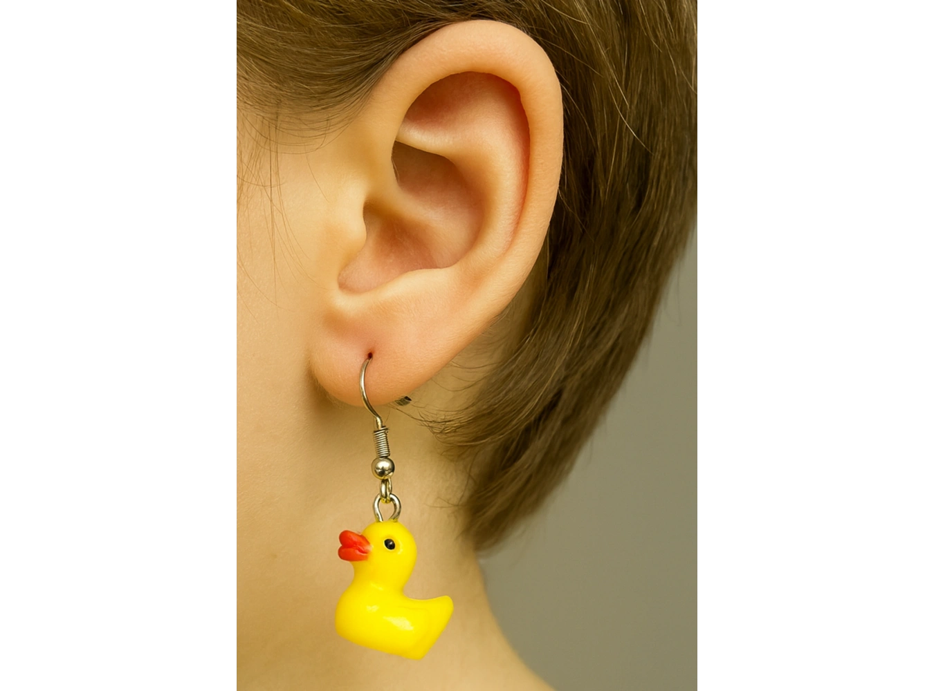 Sarı Renk Ördek Figürlü Çocuk Küpe (Çift)