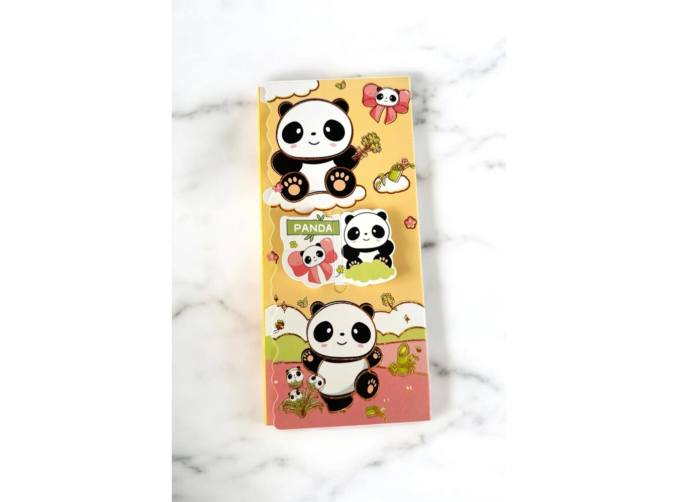 Sarı Renk Panda Figürlü Yapışkanlı Not Kağıdı