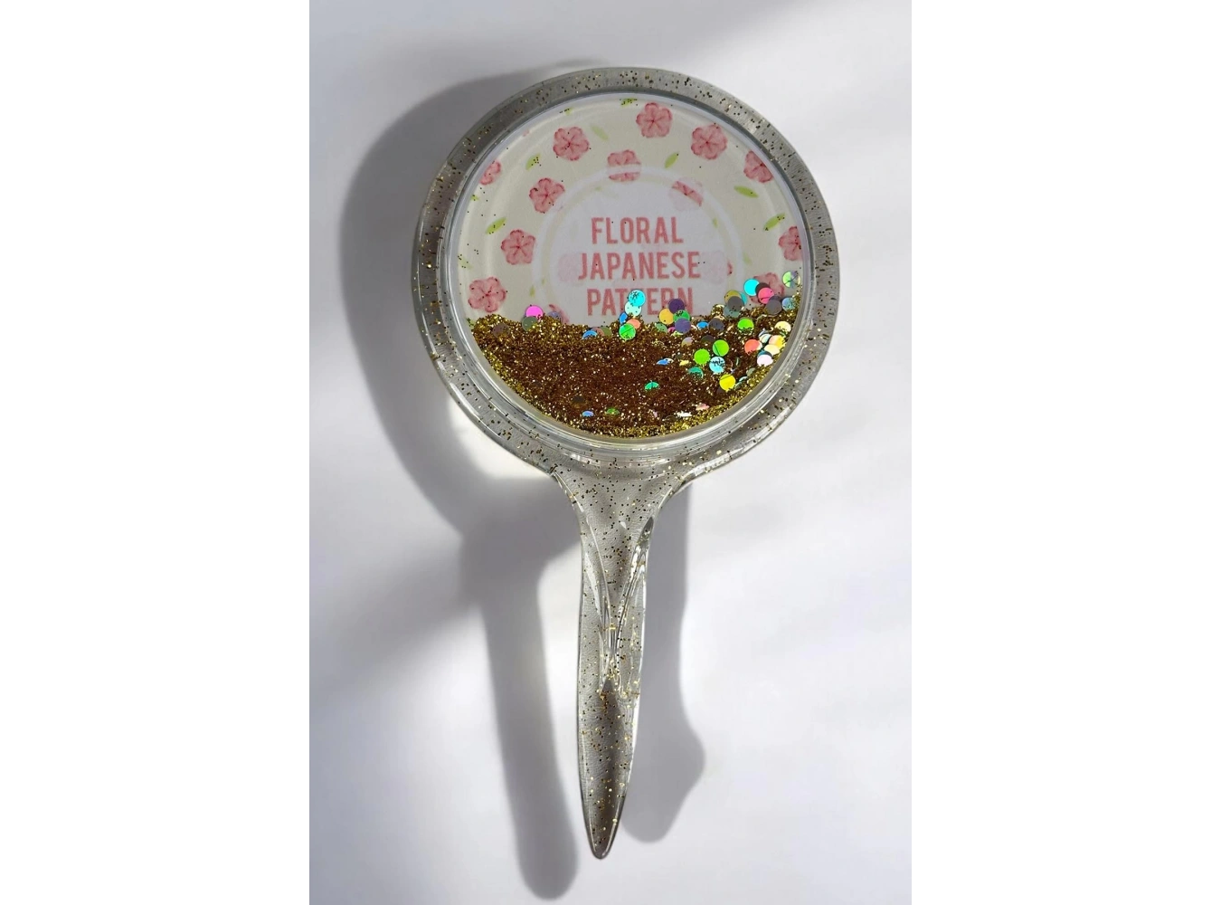 Sarı Renk Pul Detaylı Çiçek Figürlü El Aynası