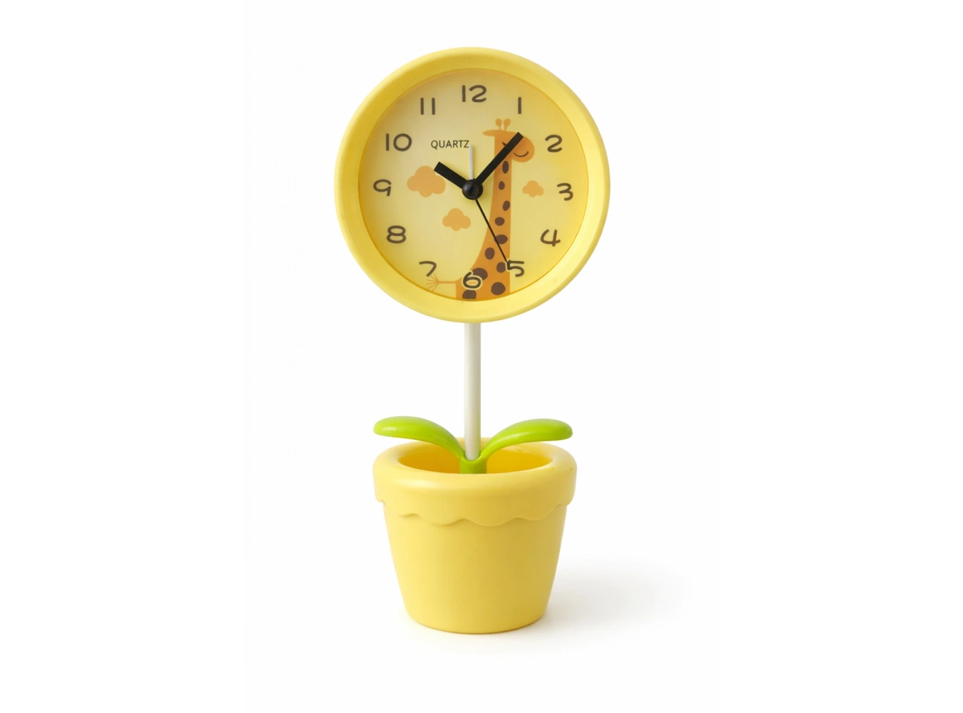 Sarı Renk Saksı Figürlü Alarmlı Masa Saati