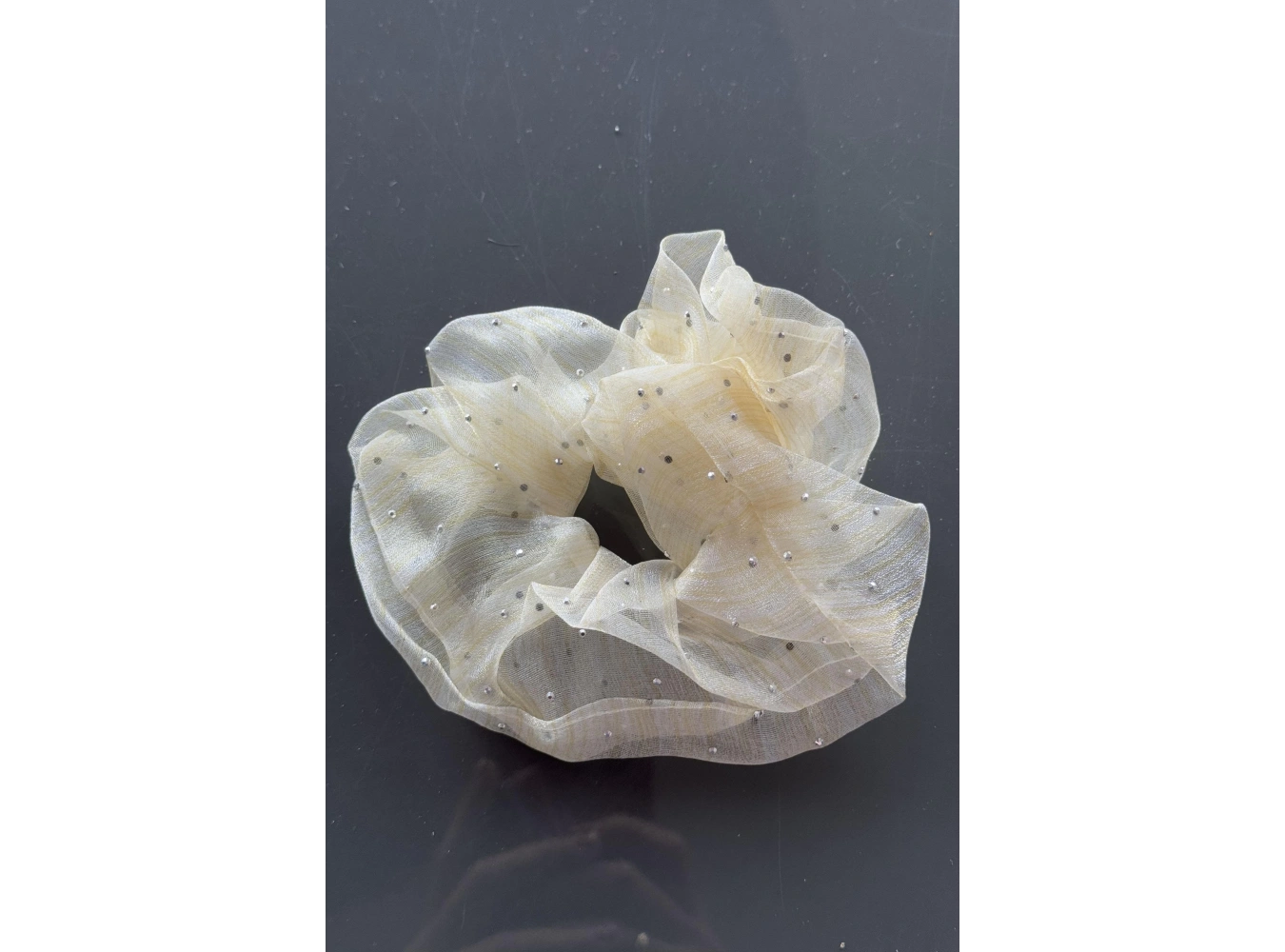 Sarı Renk Taşlı Organze Simit Toka